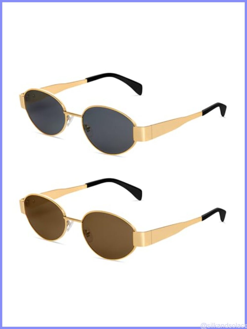 Retro Oval Sunglasses UV400 Metal Frame Unisex Designer Shades